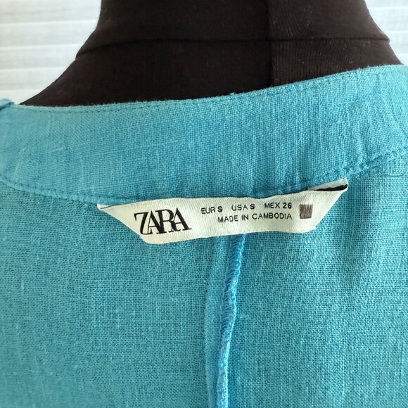 ZARA 100% Linen Button-Front Midi Dress – Size S - Picture 5 of 6